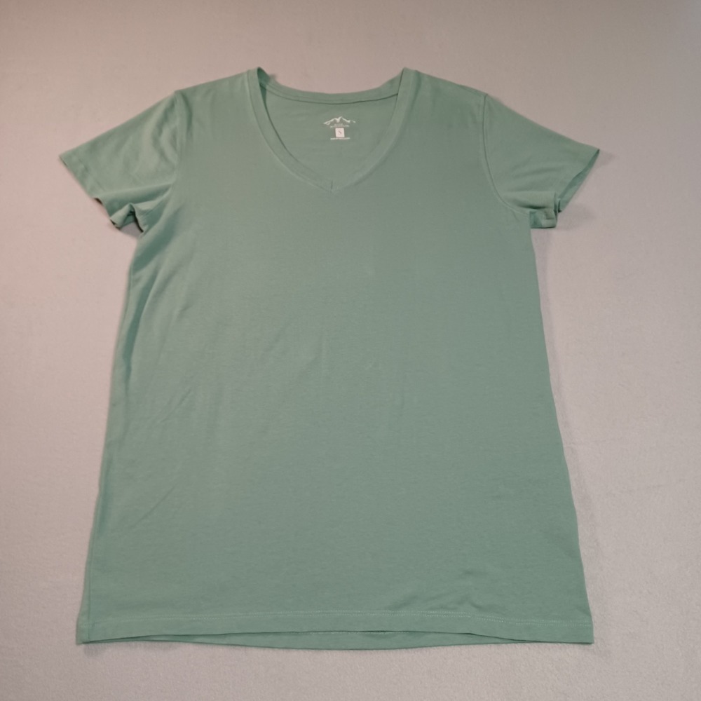 Blue Mountain Womens V-Neck T-Shirt‎ Sage Green Short Sleeve Size S YKL-9072